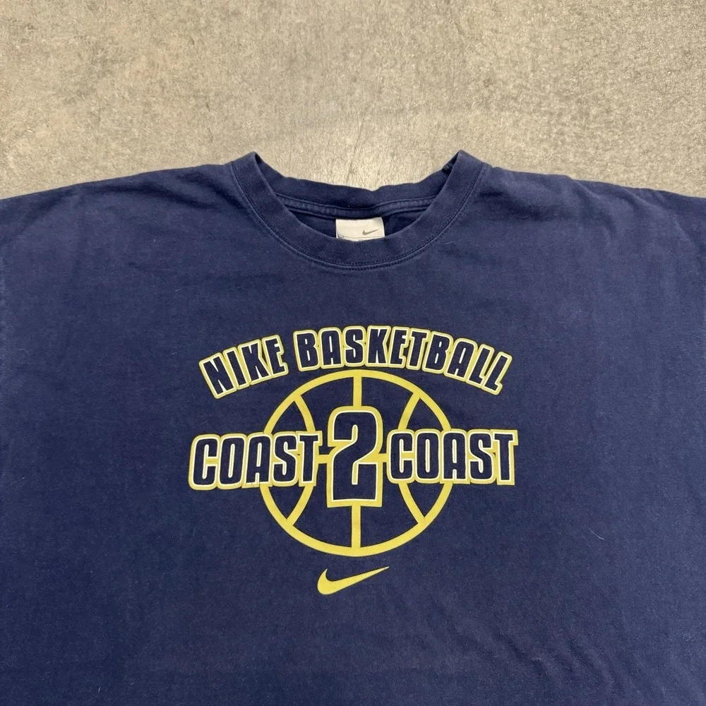 Vintage Nike Shirt Mens Navy Basketball Coast 2 Coast Graphic Swoosh XL